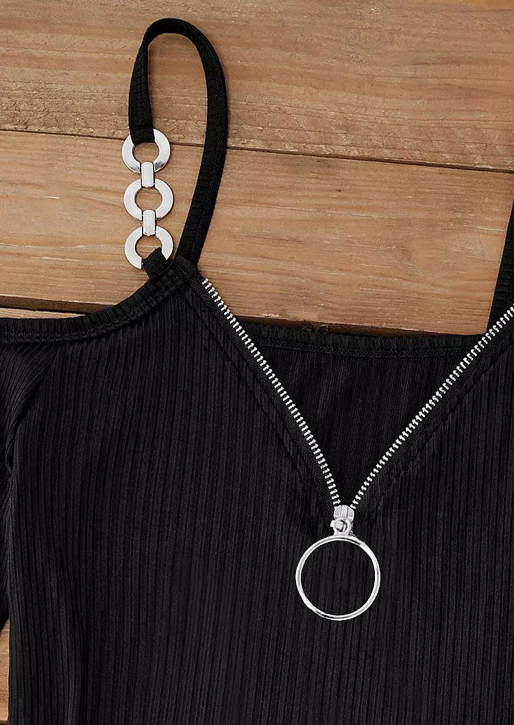 Women Fall and Winter V-neck Short Sleeve Solid Metal Slit Dress 11