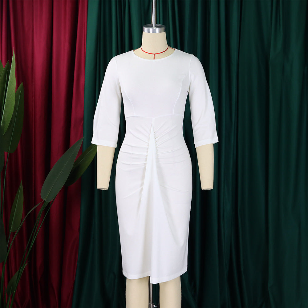 Women's Fashion Chic Pleated Bodycon Plus Size Dress Pencil Dress 20