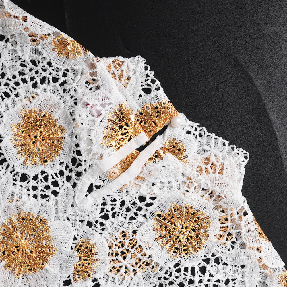 African Women's Clothing Plus Size Embroidered Lace Robe Dress 16