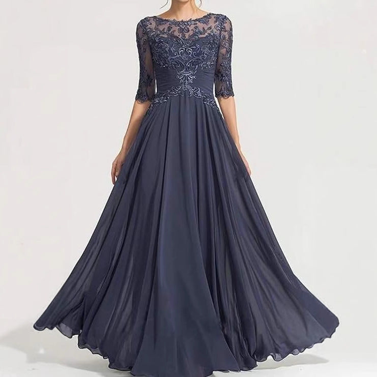 Women Lace Long Formal Evening Dress Prom Party Dress（Processing time need 3-6 days）