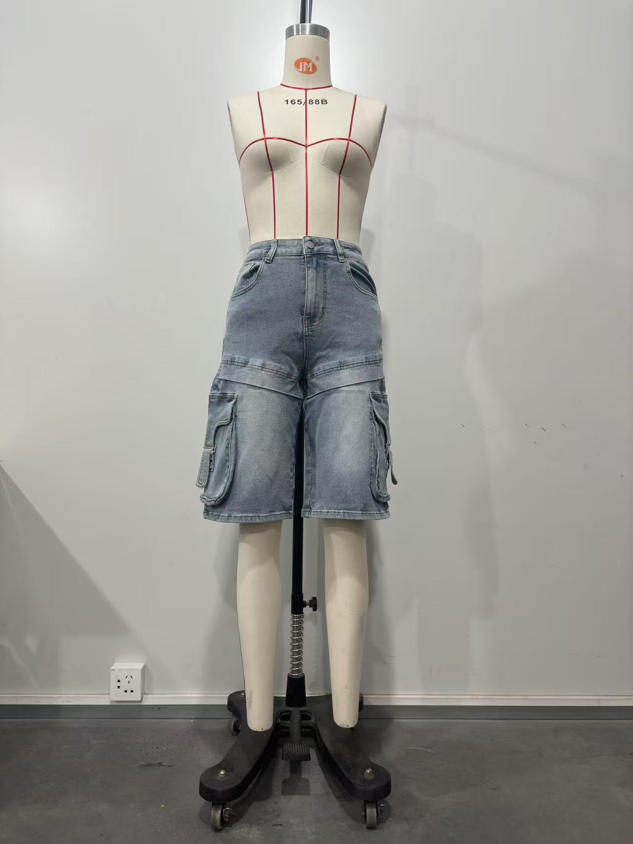 Women summer trendy cargo denim shorts 12