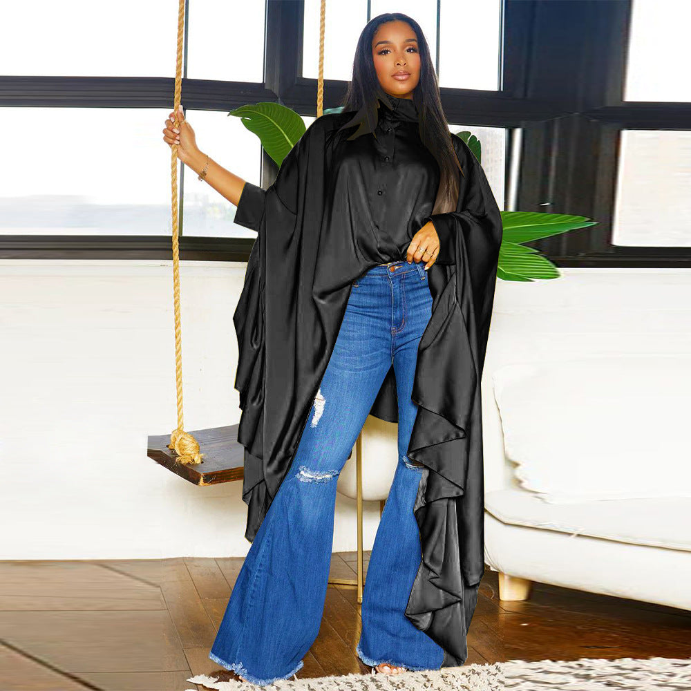 Women Fall Pleated Solid Shirt 3