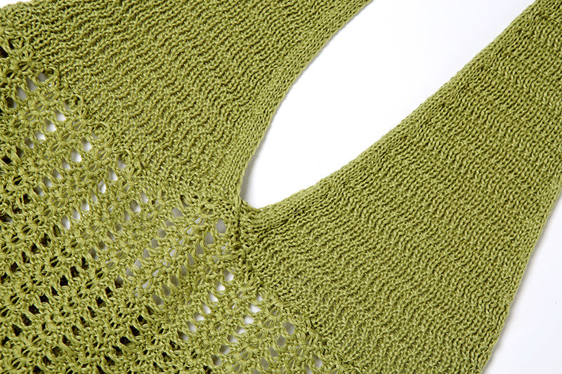 Women Autumn Street V-Neck Lace-Up Backless Knitting Dress 13