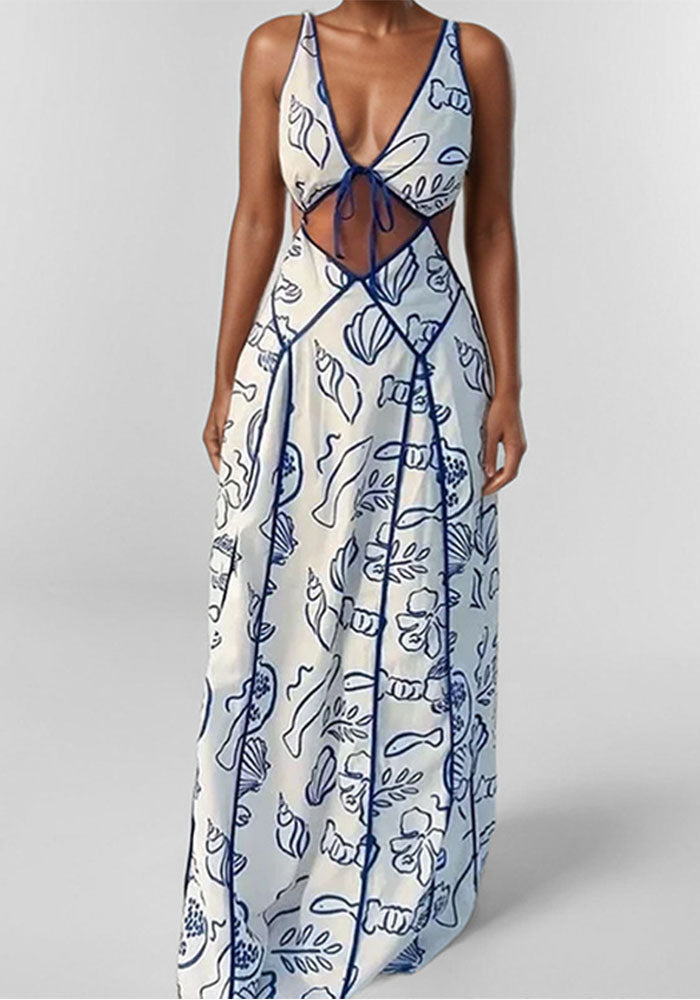 Women French style printed casual lace sexy dress