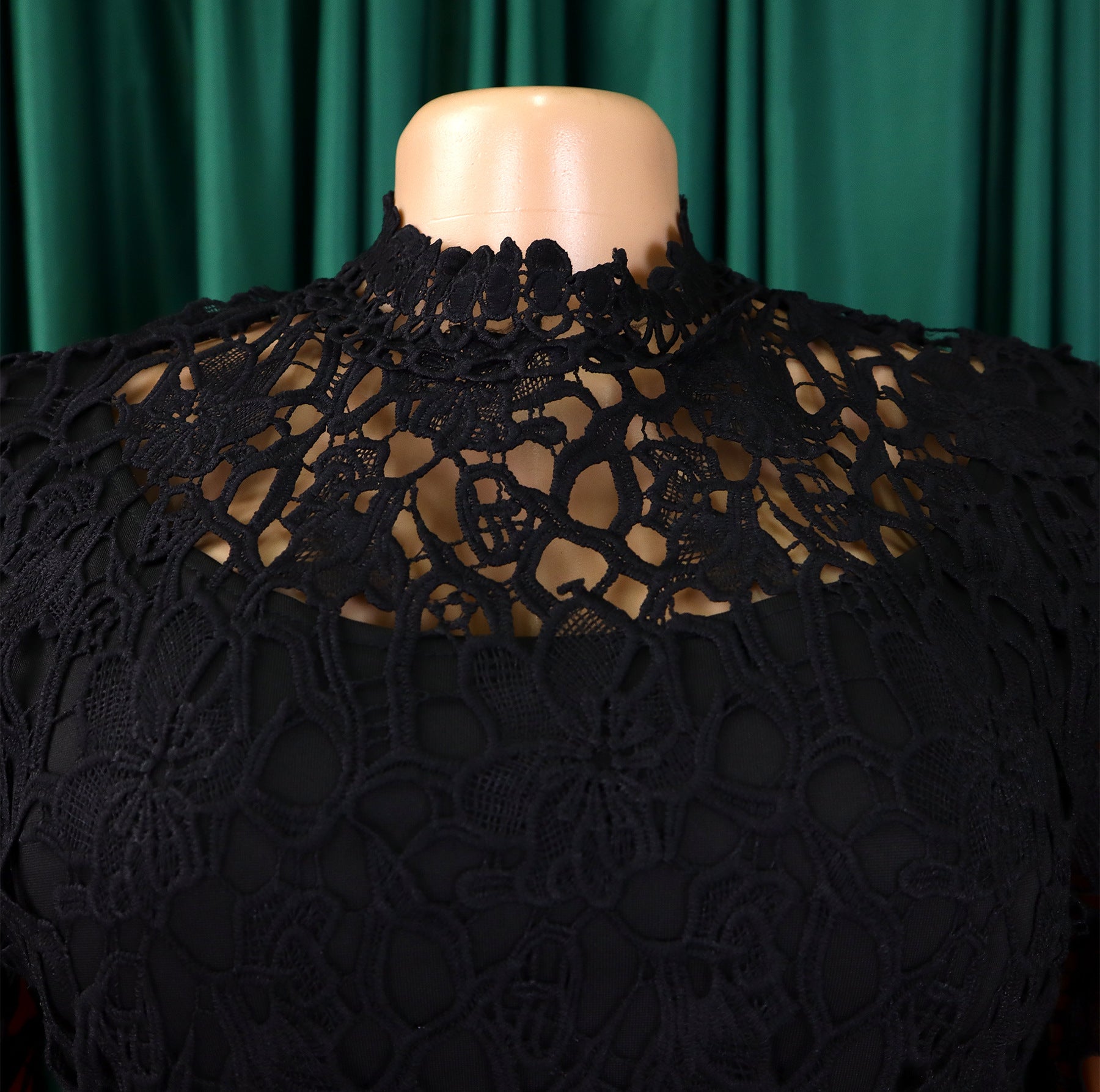 Women's Sexy Lace Hollow Short Sleeve Belt High Waist Wide Leg Jumpsuit 22