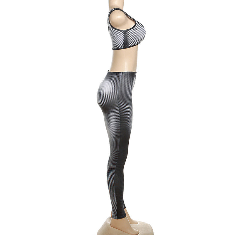 Women gradient vest and trousers two-piece set 8