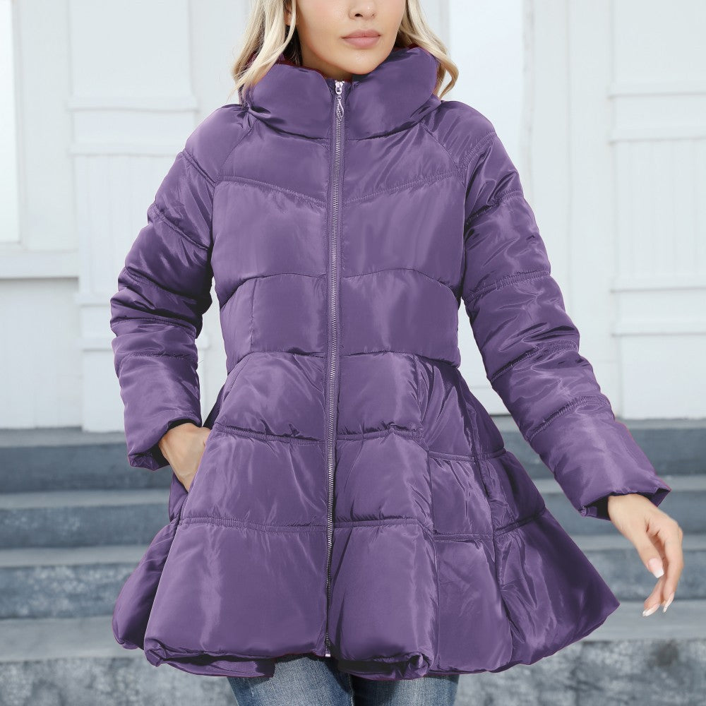 Winter Padded Coat Slim Stand Collar Women's Maxi Slim Waist Down Jacket 7