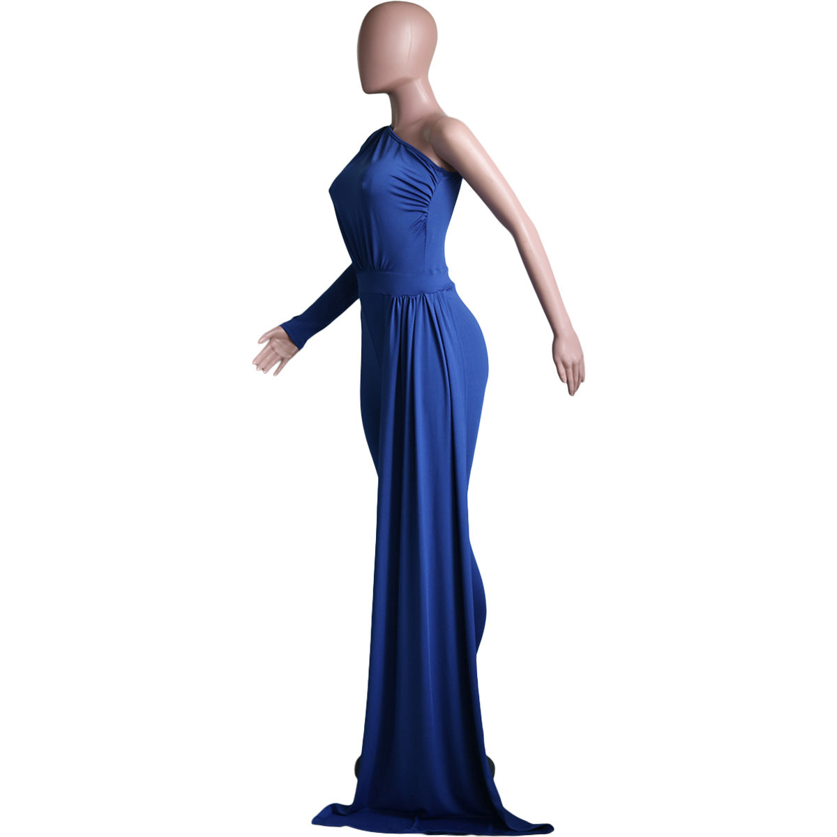 Women Slash Shoulder Irregular Solid Color Jumpsuit 11