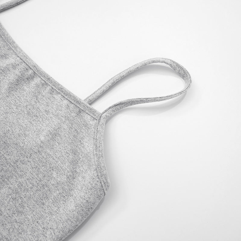 Women's Spring Summer Solid Color Sleeveless Low-Back Sexy Strap Top Pants Two Piece Set 22