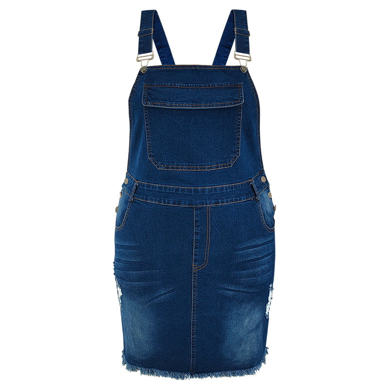 Plus Size Women's Denim Strap Dress 8