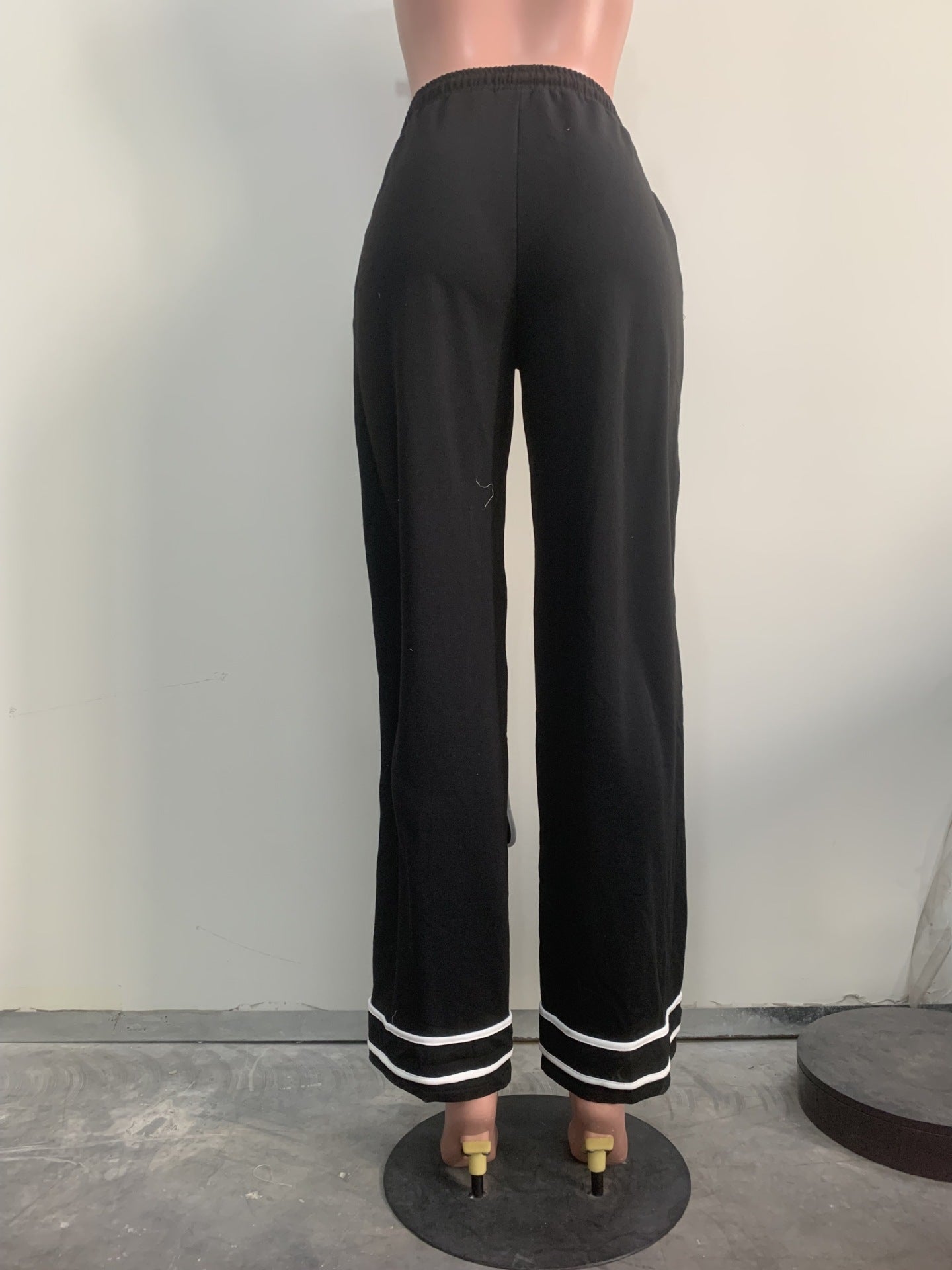 Women Solid Patchwork Lace-Up Casual Pants 13