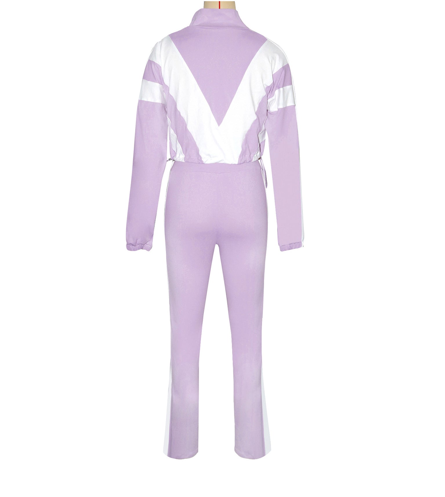 Contrast Color Patchwork High-Waist Sporty Two-Piece Pants Set 14