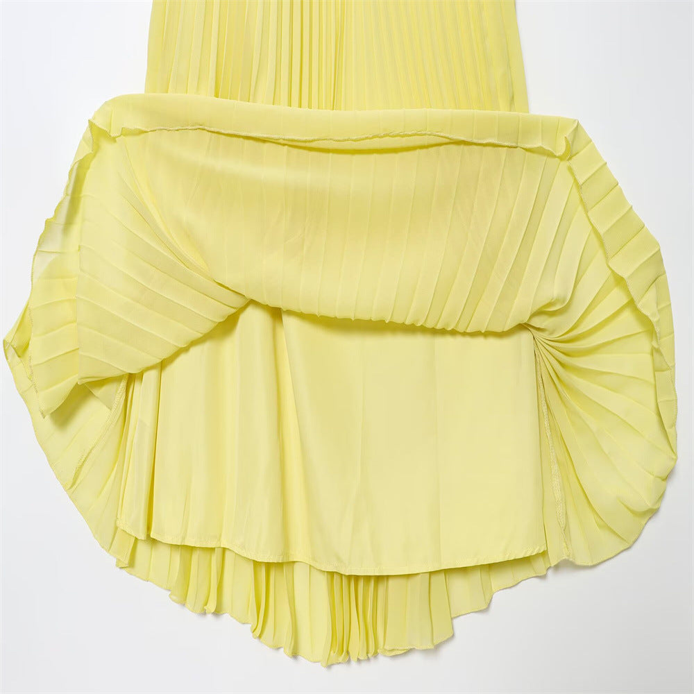 Women summer sleeveless strapless top pleated skirt two-piece set 17