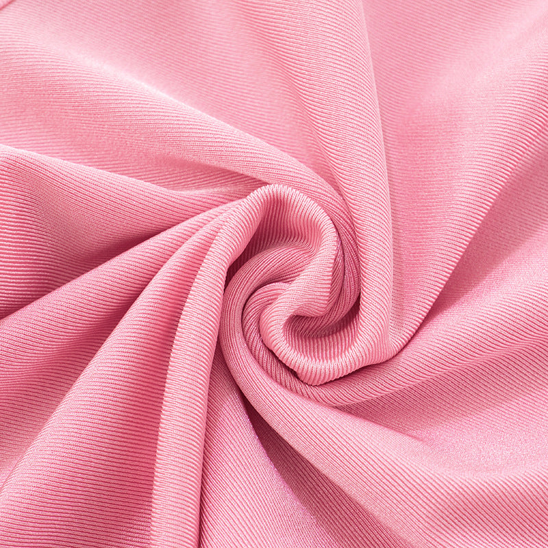 Women's Summer/Fall Halter Neck Low Back Lace-Up Faux Fur Tight Slim Solid Knee-Length Shorts Set 23