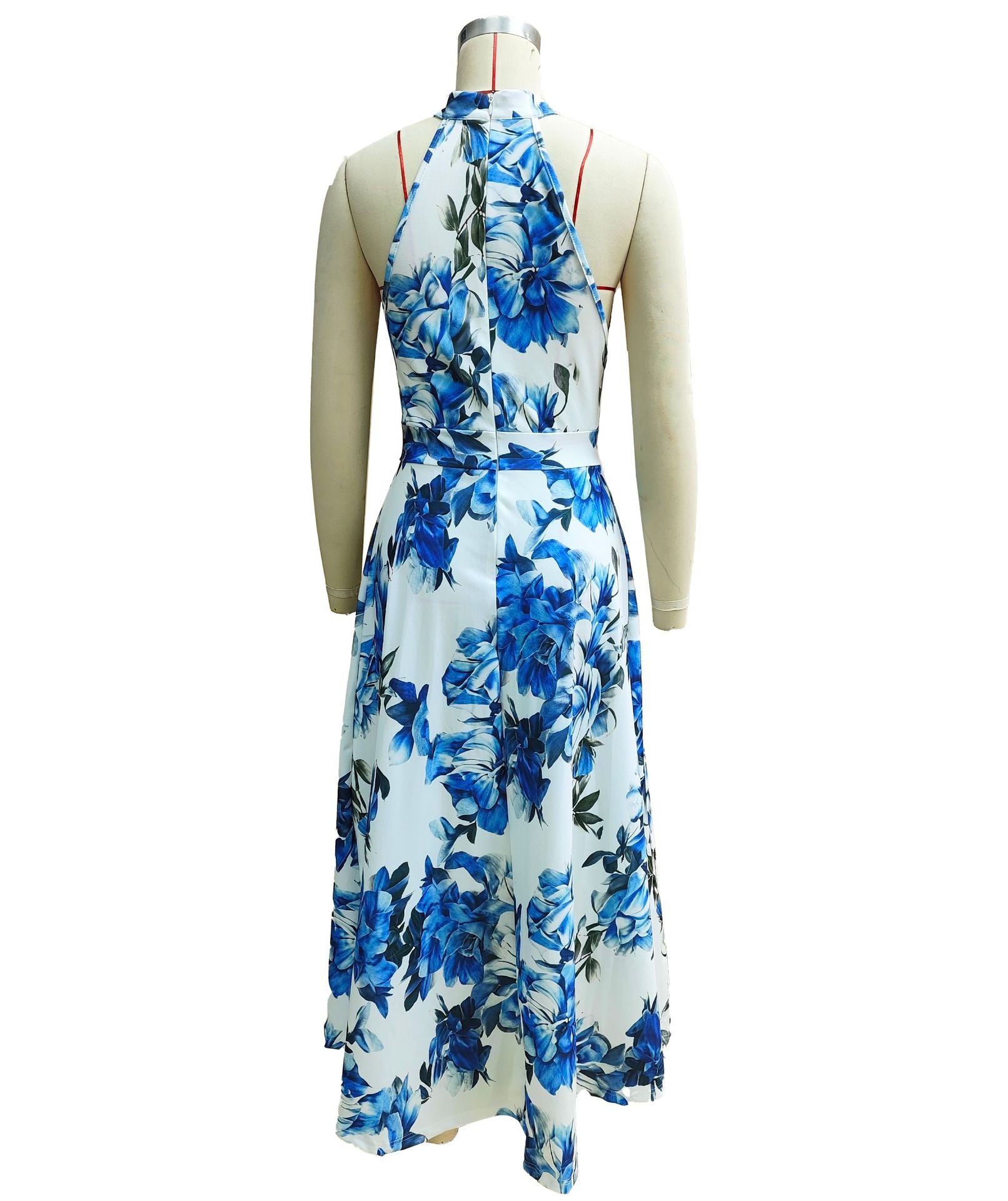 Women Holiday Halter Neck Printed Sleeveless Beach Dress 12
