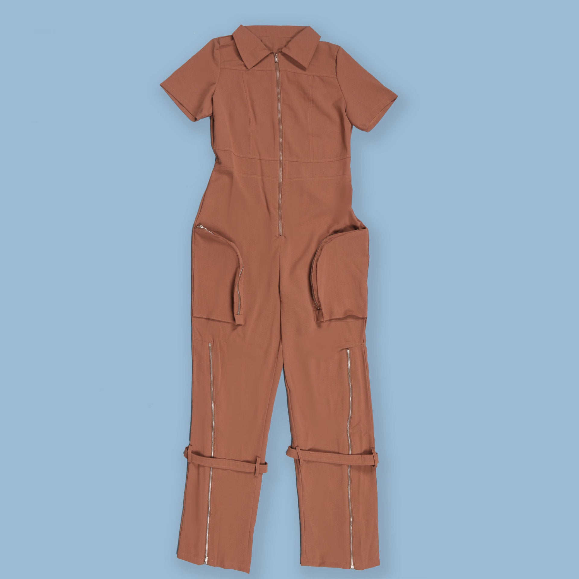 Women Sexy Summer Zipper Pocket Jumpsuit 30