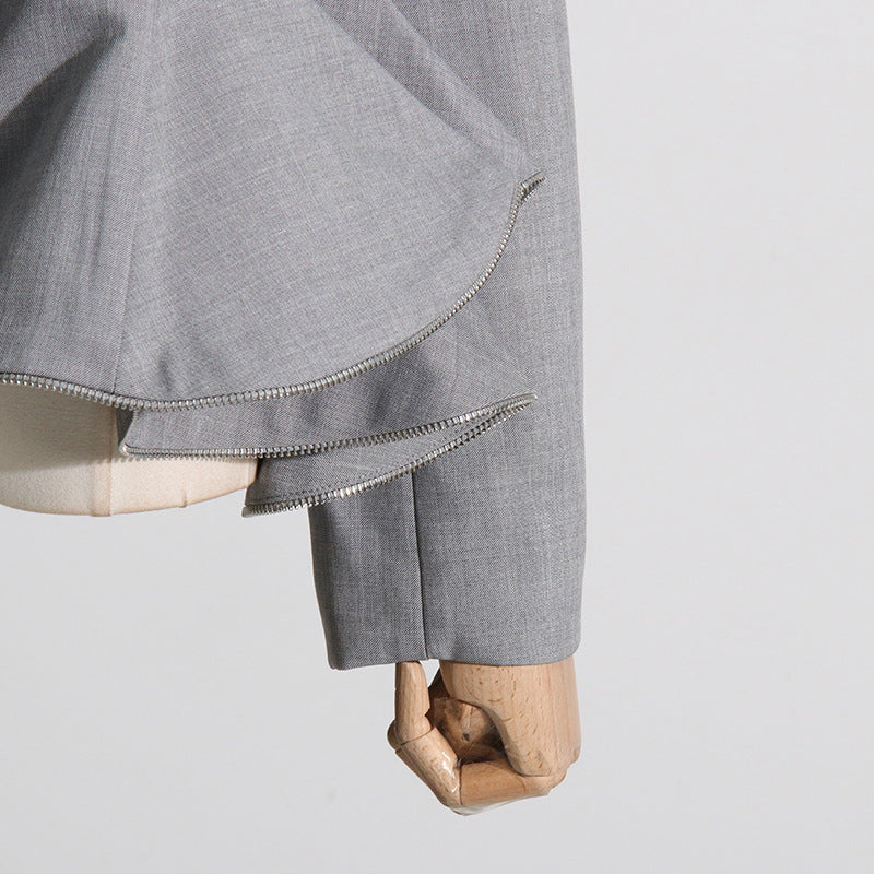 Autumn Chic Career Style Double Breasted Patchwork Ruffle Slim Waist Slim Fit Short Blazer 17