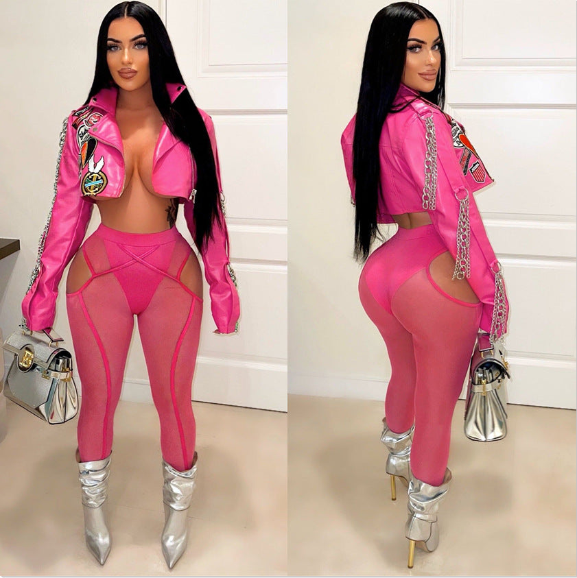 Autumn Winter High Street Trend Short Pu Leather Jacket