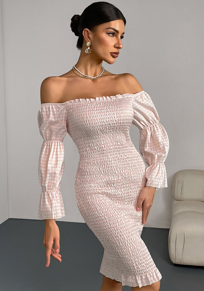 Women Elegant Party Summer Sexy Off Shoulder Long-sleeved Dress