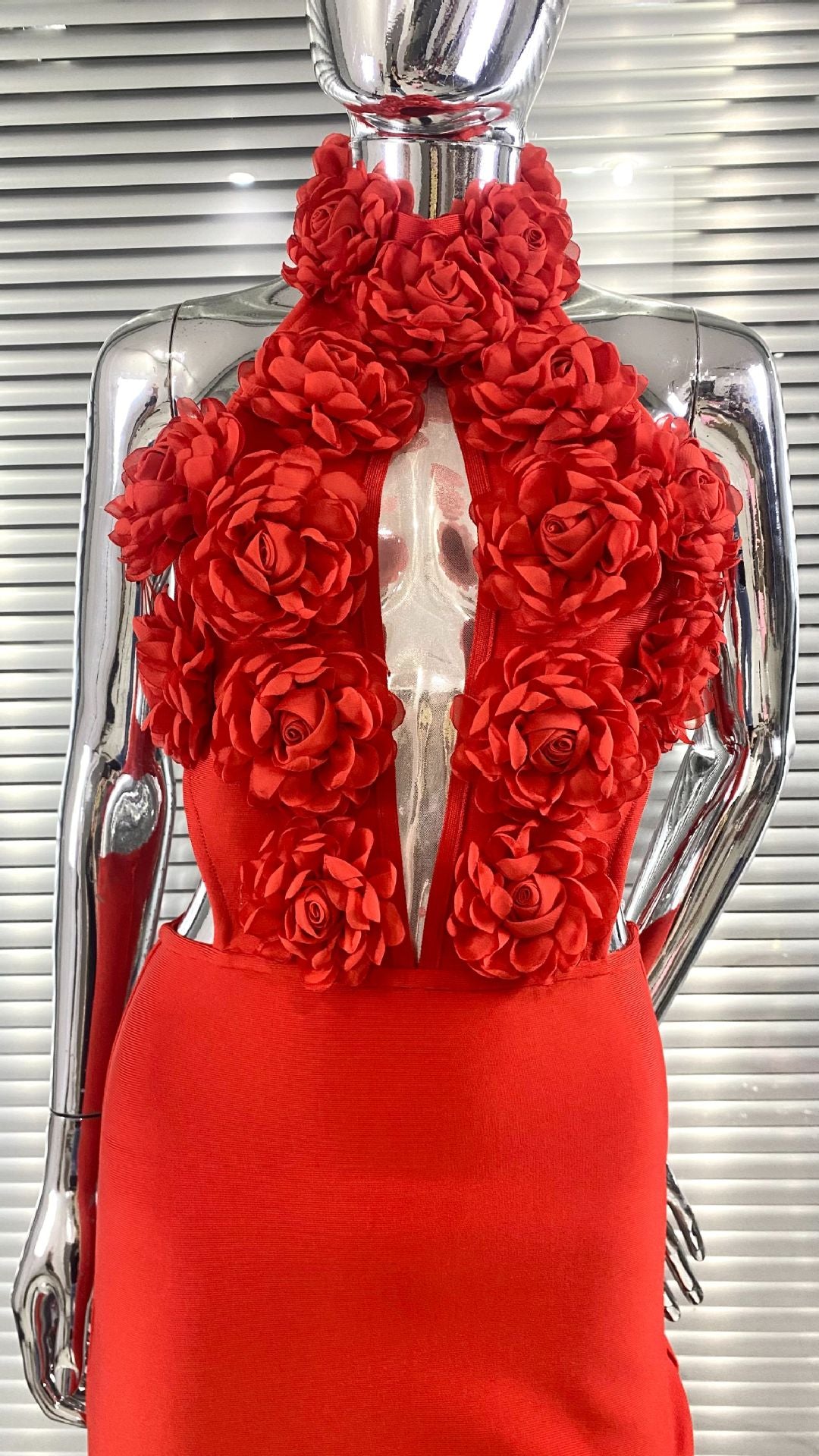 Women Floral Sexy Hollow Backless Halter Neck Red Summer Party and Holiday Bandage Dress 17