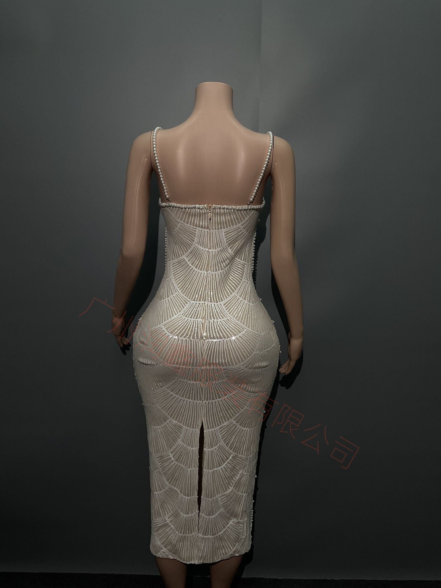 Women Sequin Beaded Hollow Strap Dress 7