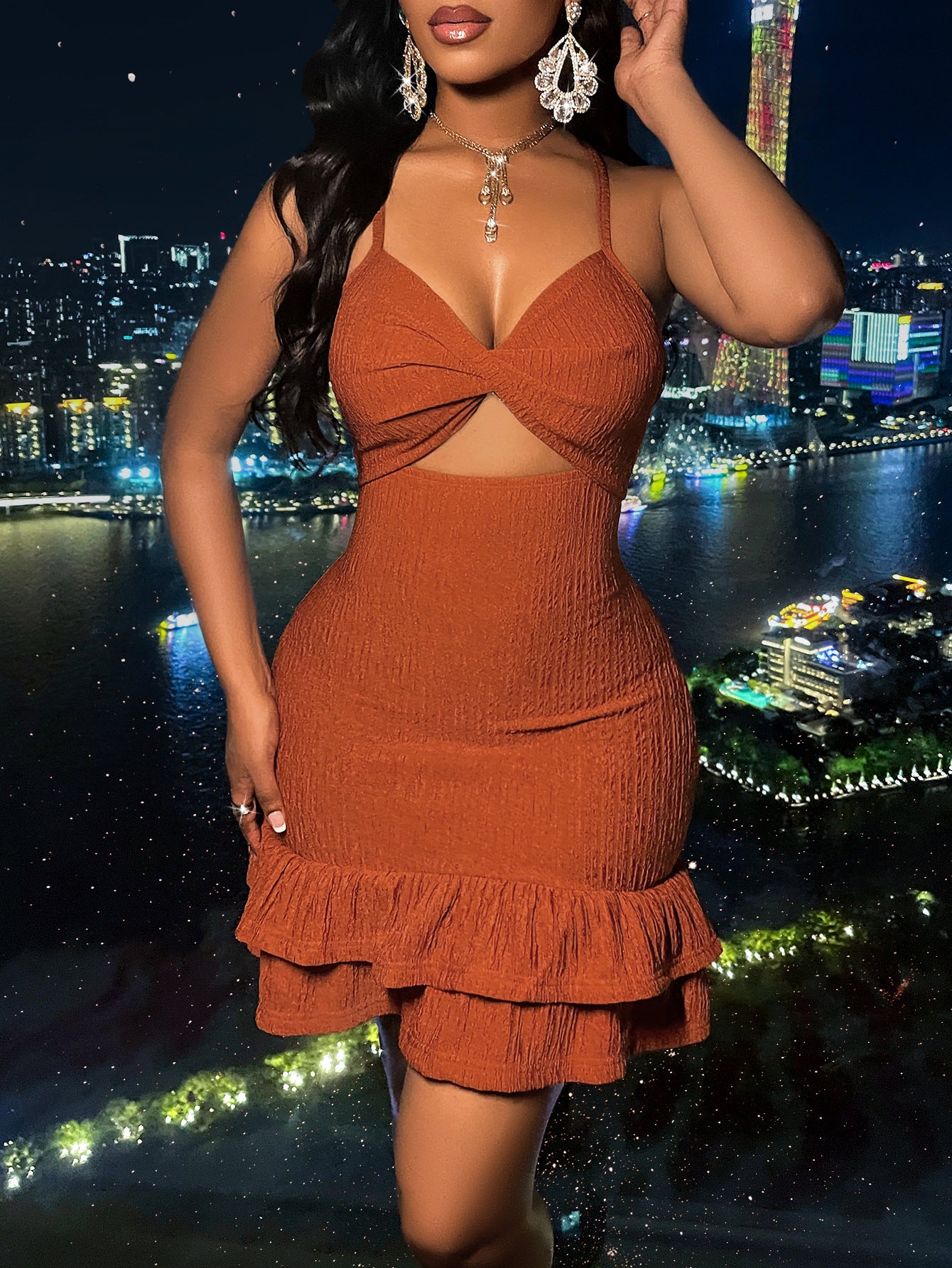Women sexy V Neck Strap Dress 16