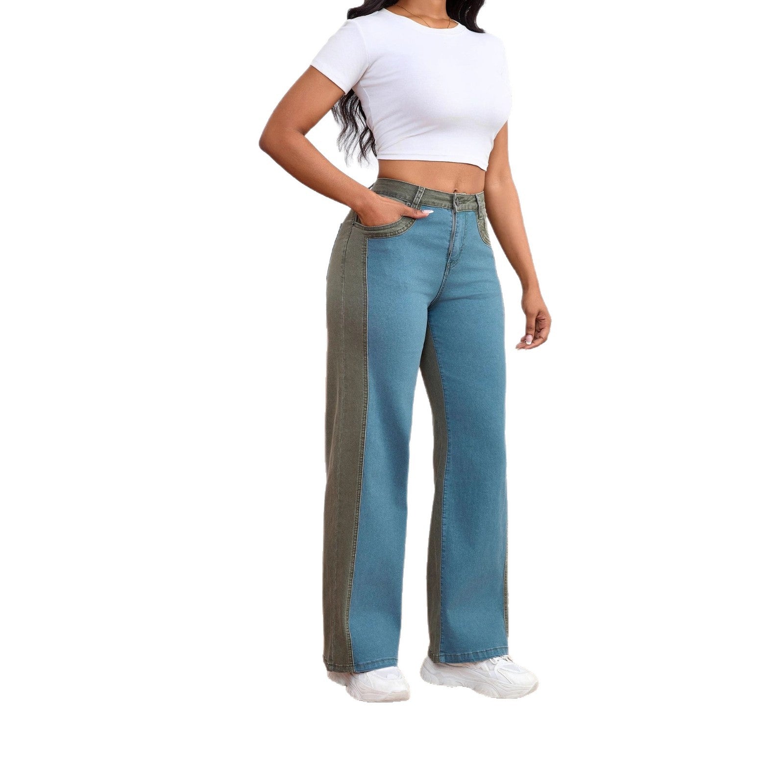 Women Patchwork Casual Denim Pants 7