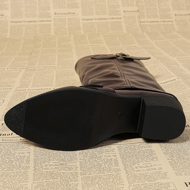 Women autumn and winter long pointed-toe block-heeled fashion boots 17