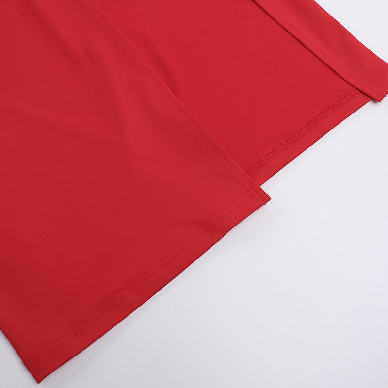 Strap Sexy Slim Waist v-neck slit vest Long dress 19