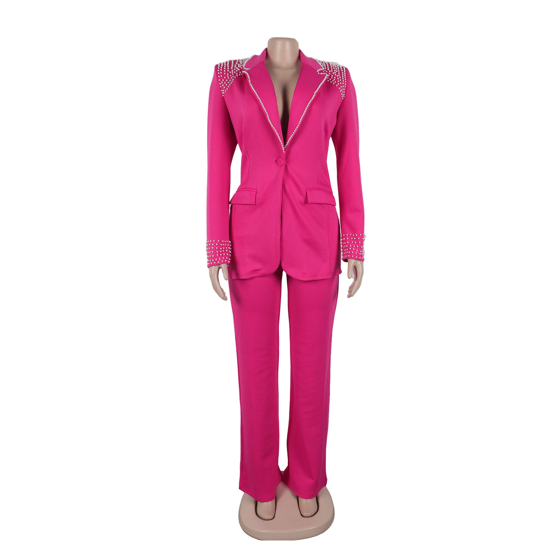 Pearl Long Sleeve Slim Blazer Pants Two-Piece Suit 16