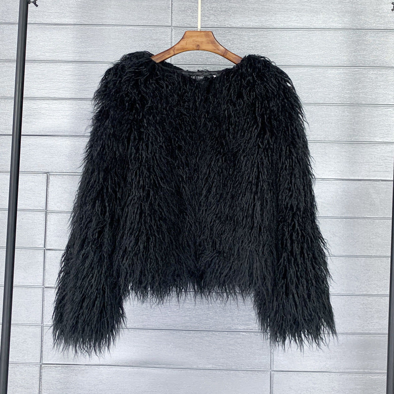 Fur Coat Solid Color Ladies Cropped Coat 6