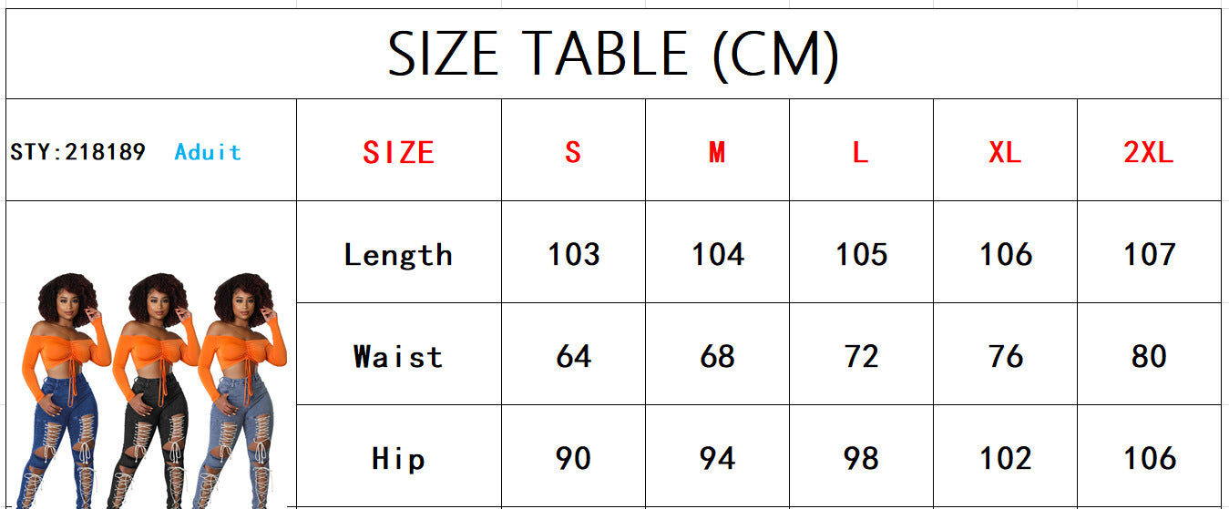 Women's Summer Lace-Up Sexy Denim Pants 12