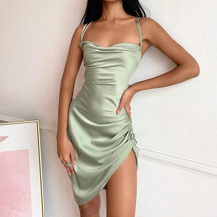 Women summer Career suspender Solid sleeveless sexy Dress 7