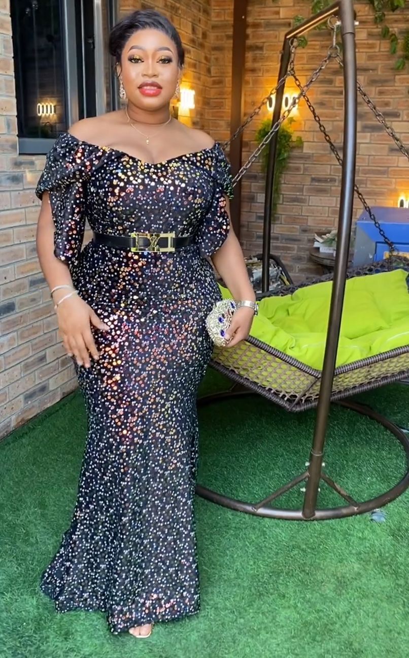 African Women's Clothing Plus Size Formal Party Dress Sequined Sexy Slim Dress 3