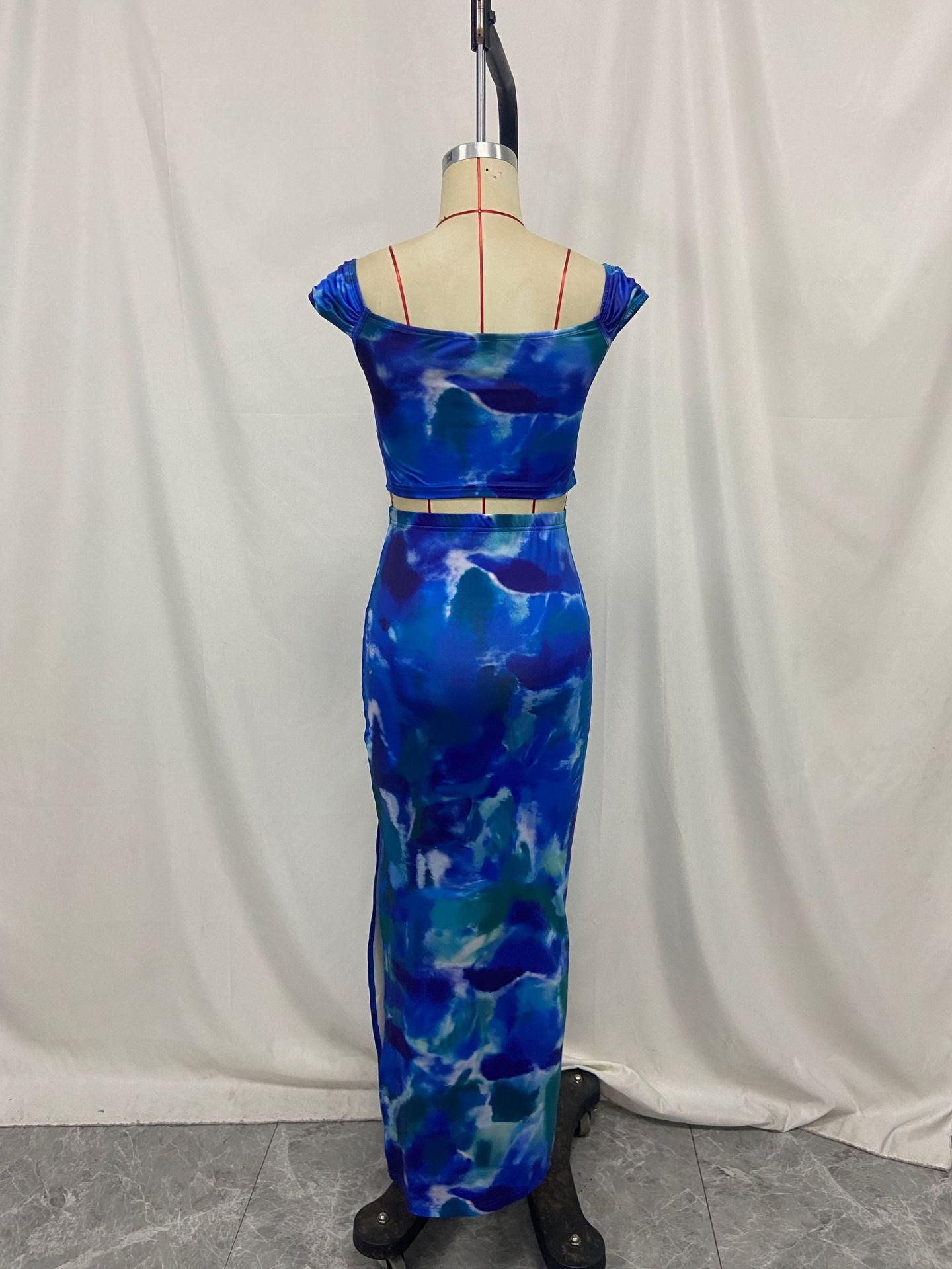 Women Printed Cropped Top and Skirt Two-Piece Set 6