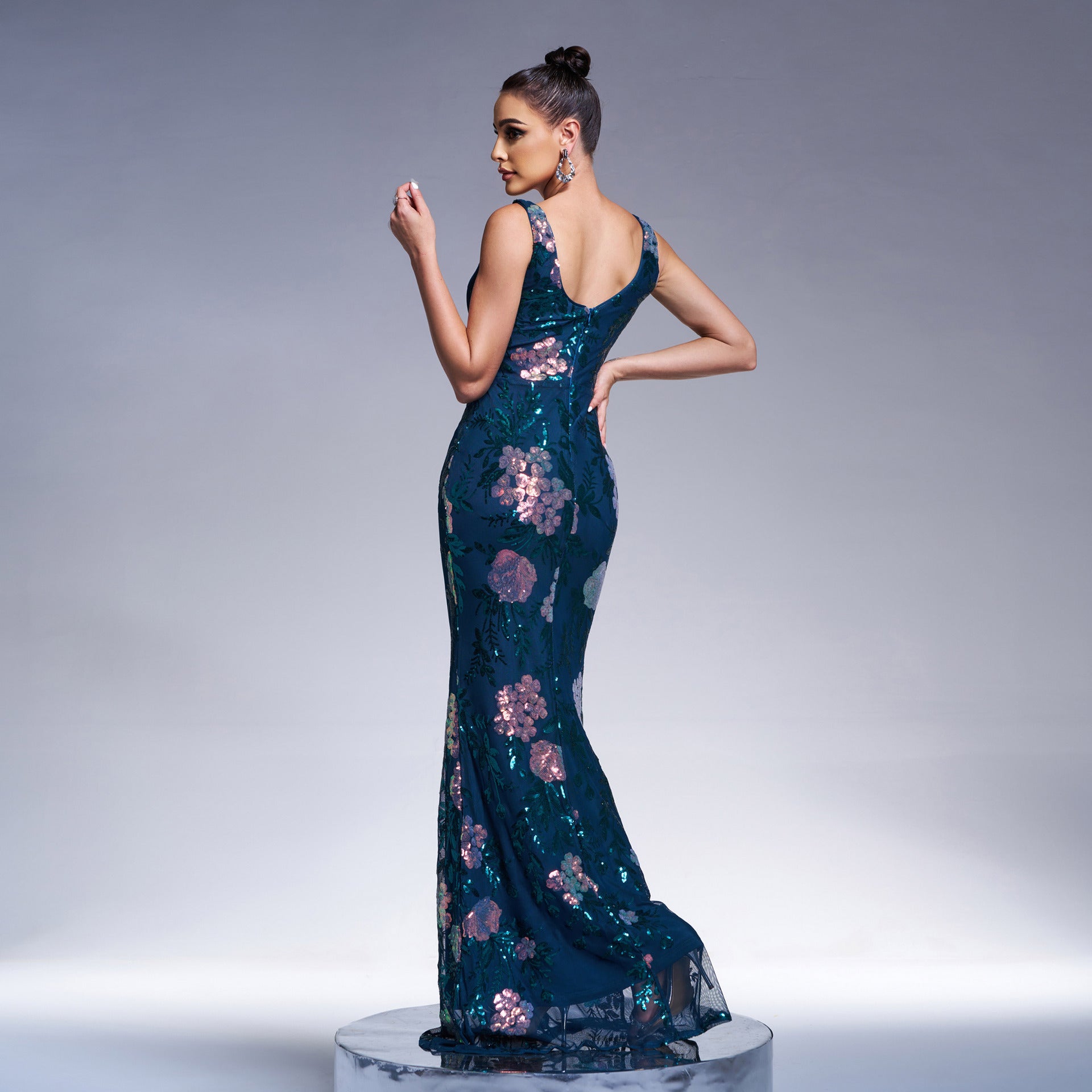 Chic Elegant Sexy Sleeveless V-Neck Sequin Formal Party Evening Dress Bridesmaid Dress 5