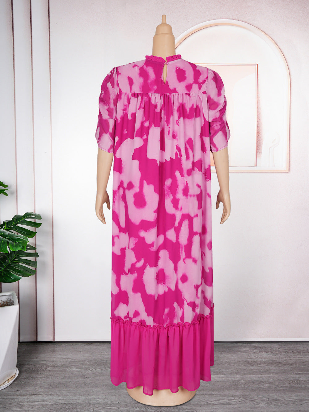 Plus Size African Women Chiffon Print Dress 14