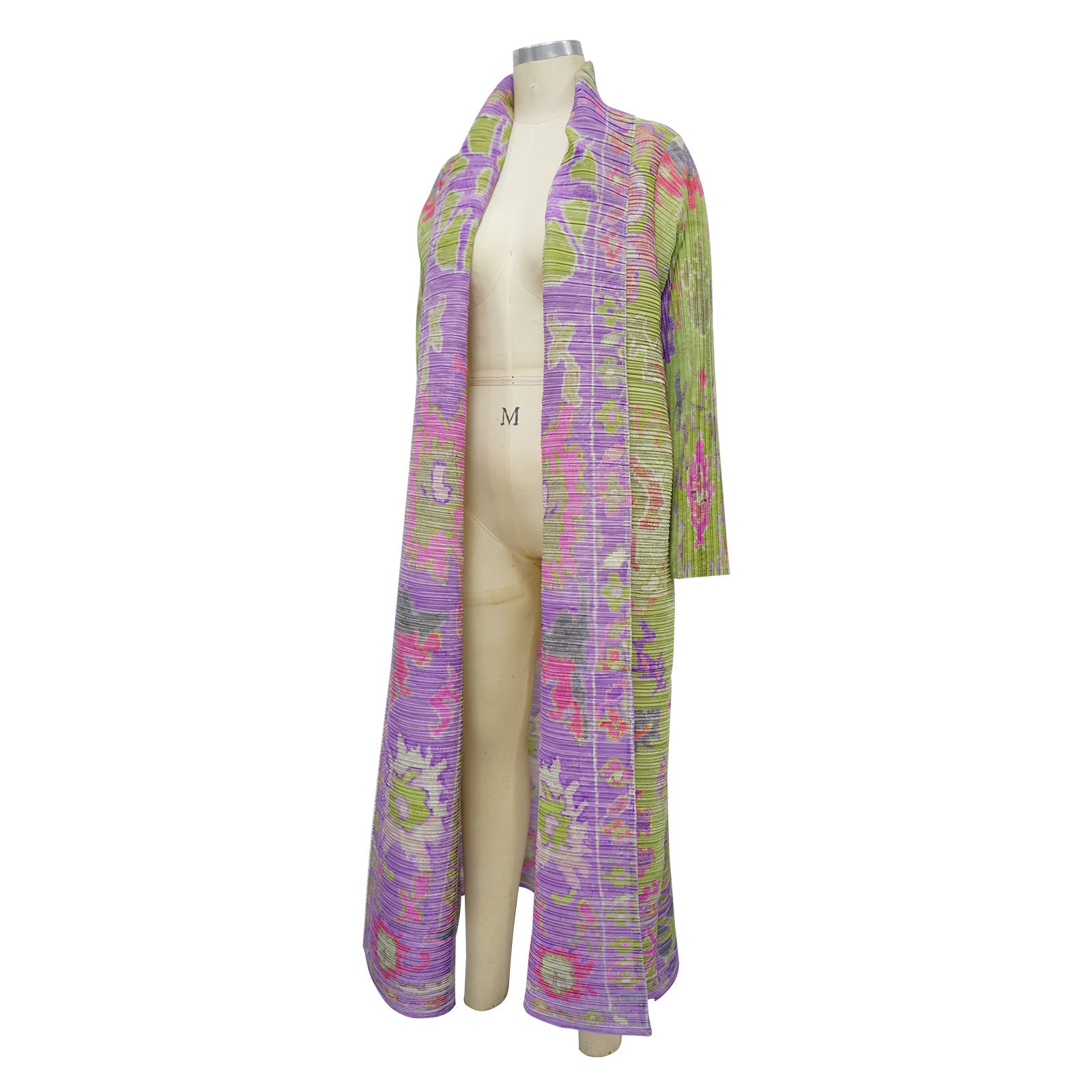 Pleated Printed Plus Size Long Jacket for Women 20