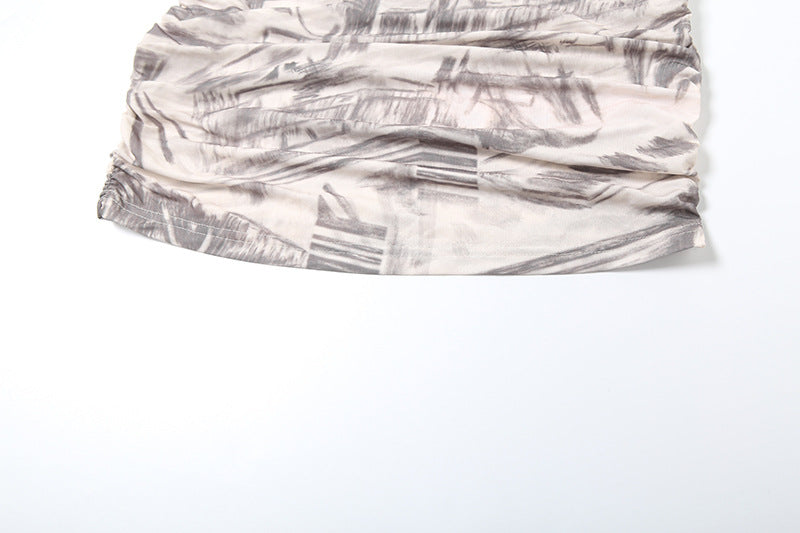 Women's Spring Fashion Chic Slim Sexy Slash Shoulder Print Bodycon Dress 13