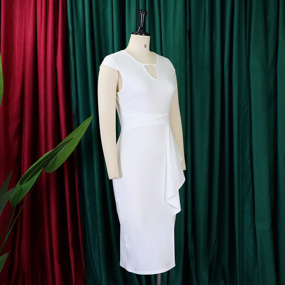 Women's Spring Summer Solid Color Ruched Chic African Dress 11