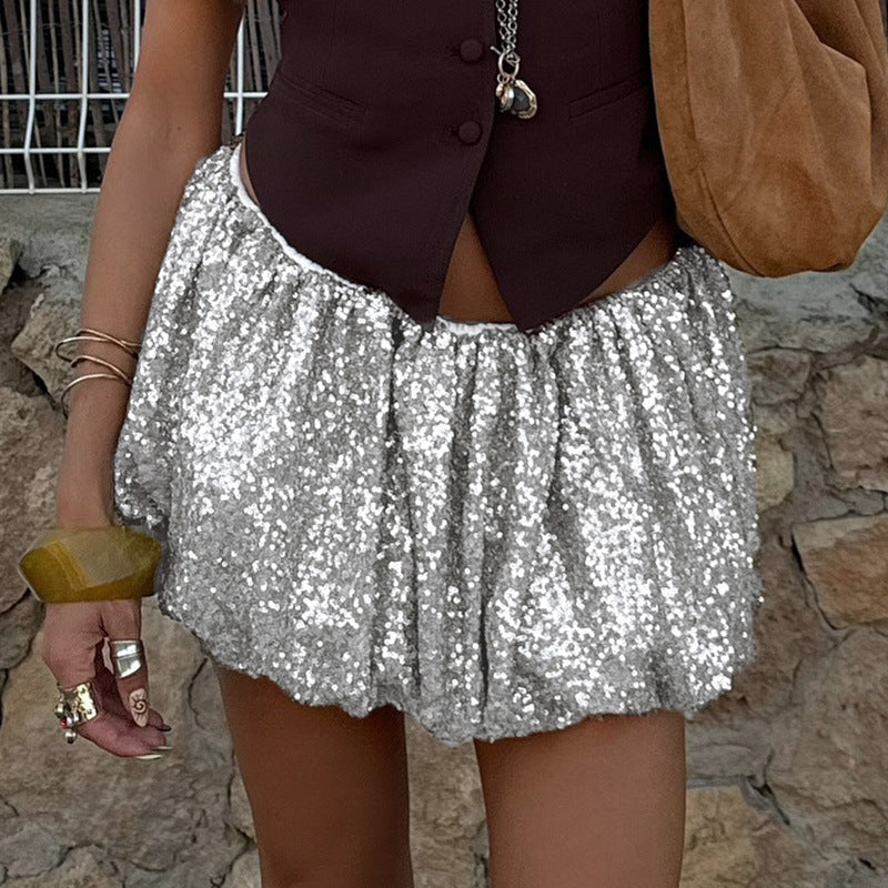 Women Sexy Sequined Bubble Skirt