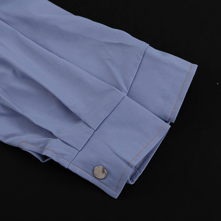 Women's Fall Irregular Turndown Collar Long Sleeve Fashion Shirt 16