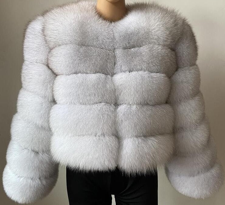 Women Patchwork Winter Warm Long Sleeve Crop Faux Fur Jacket 18
