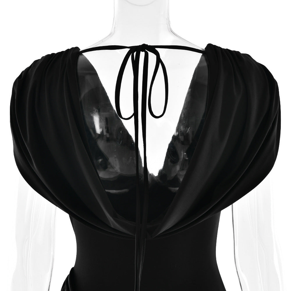 Summer Women's Deep V-Neck Chic Halter Neck Ruffled Sexy Bodycon Dress 19