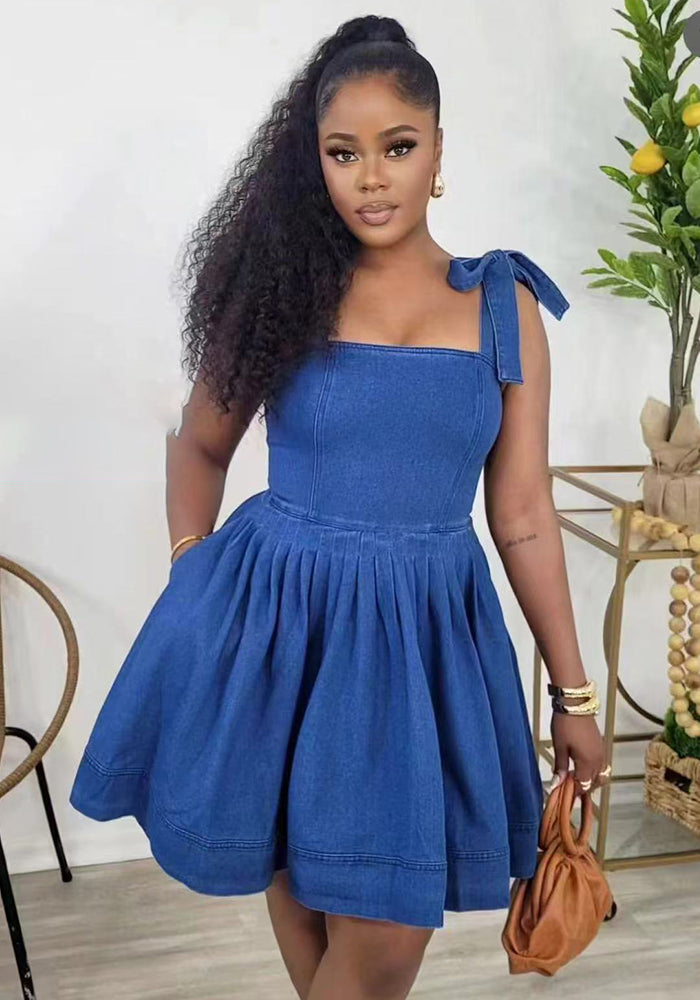 Women's Fashion Strap A-Line Denim Dress