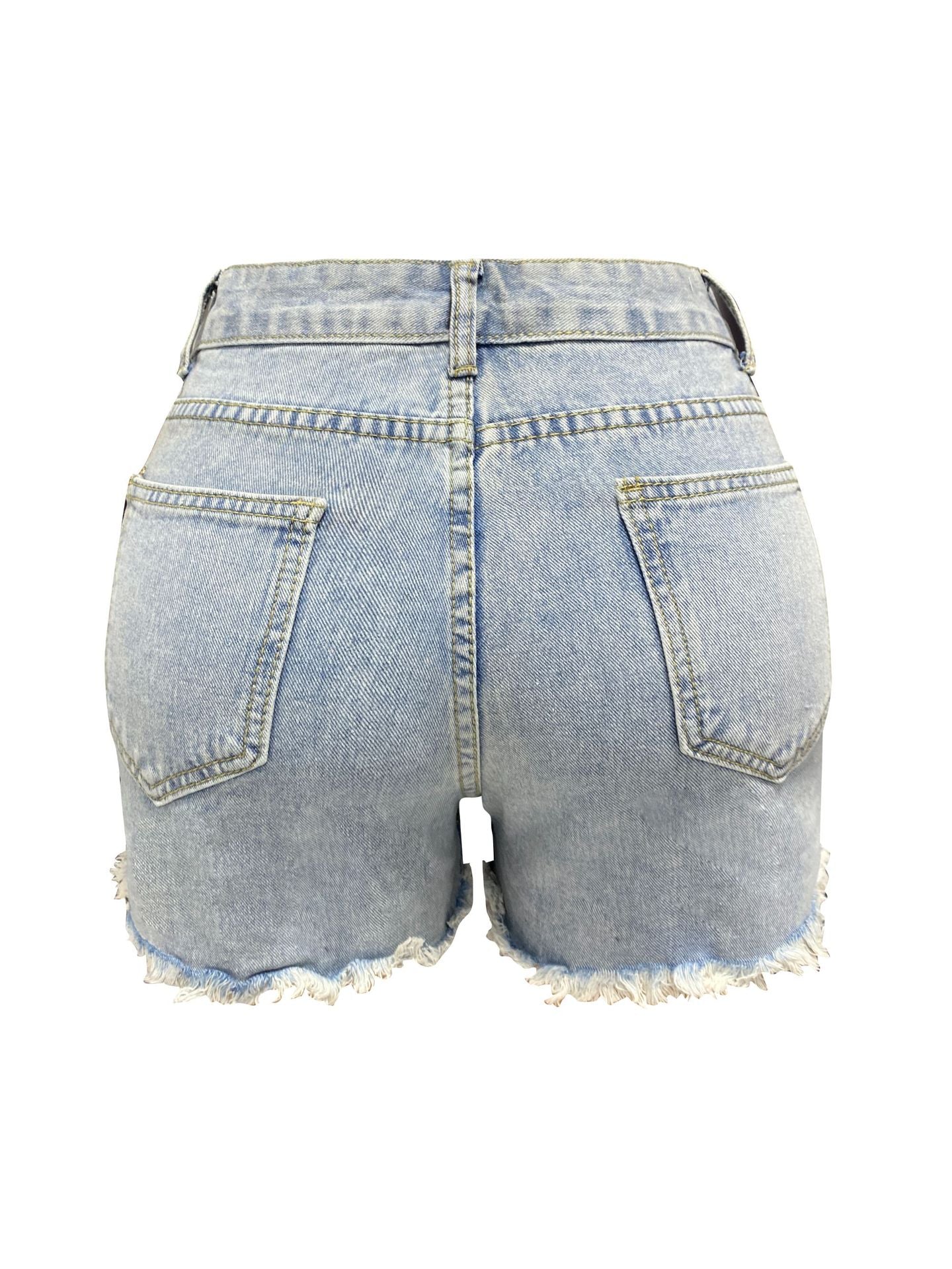 Spring Summer High Waist Ripped Tassel Women's Fashion Irregular Denim Shorts 10