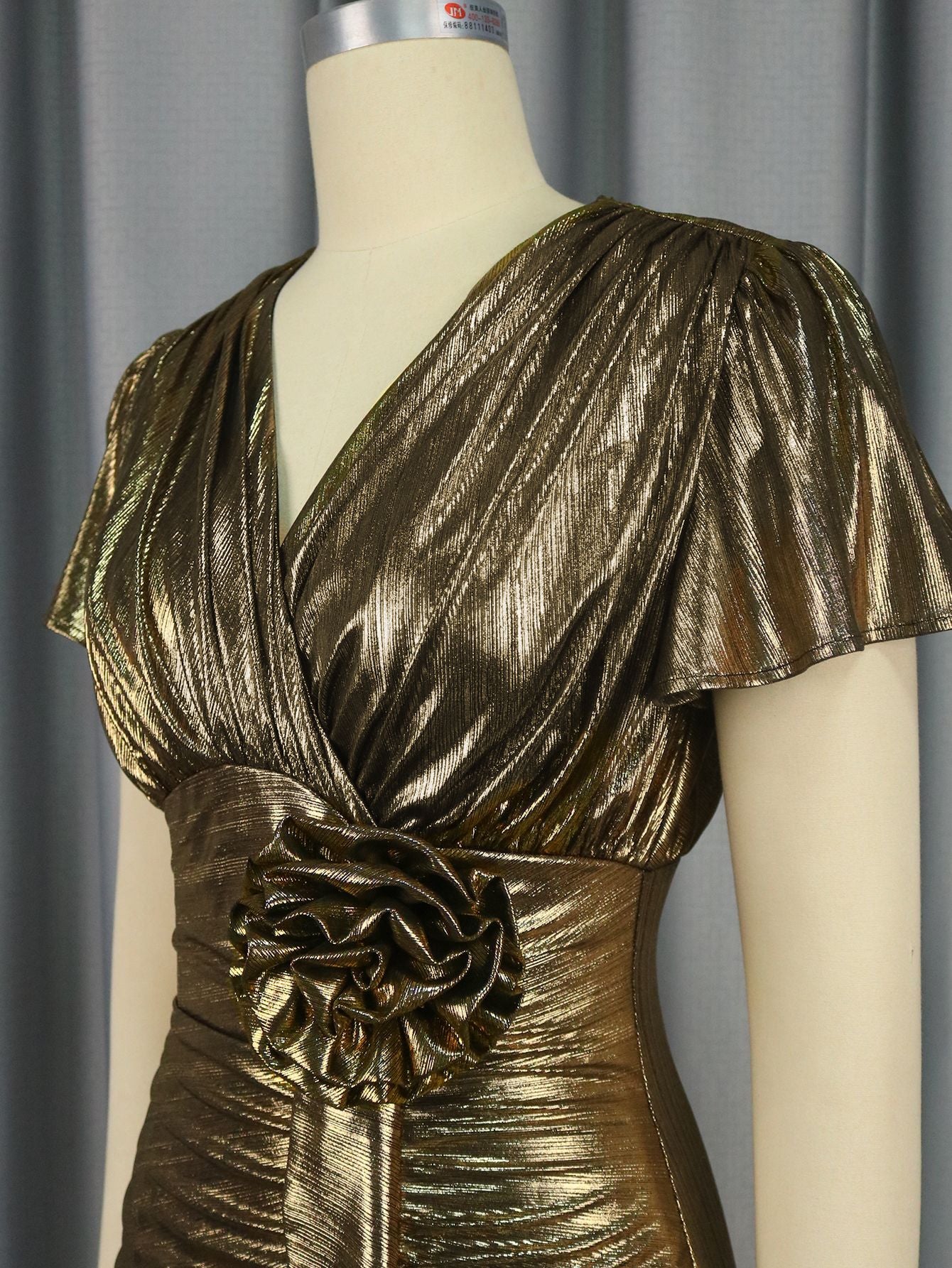 Women sexy v-neck pleated fishtail Formal Party Dress 6