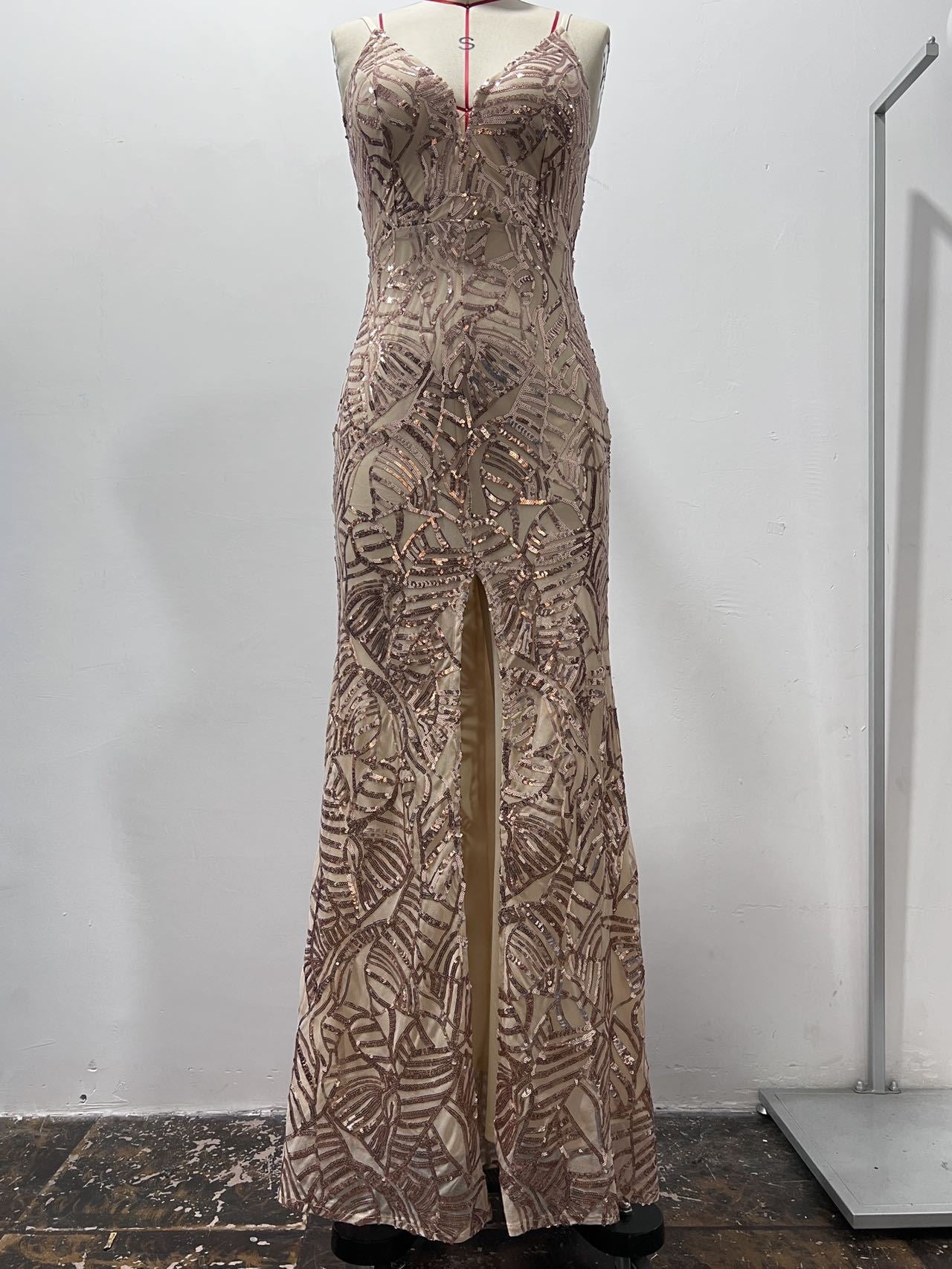 Women Sequin Summer Geometric Sequin Suspender Evening Dress 10