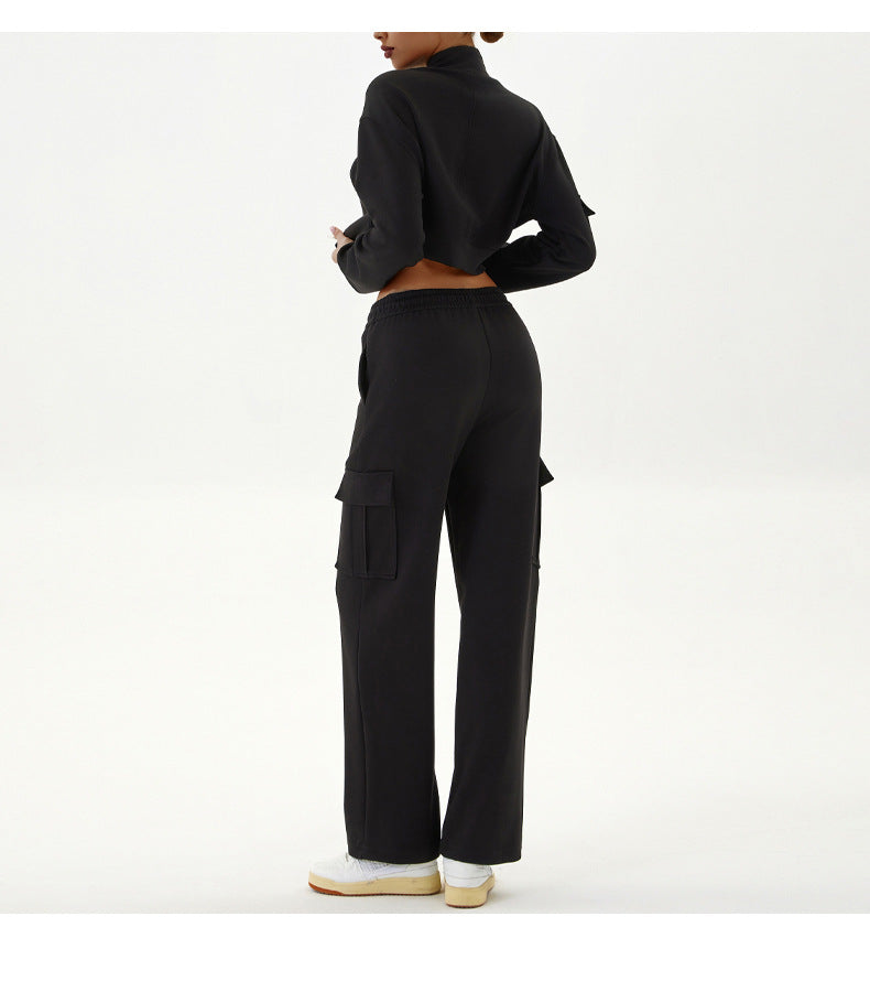 Autumn Winter Women's Casual Sports Loose Zipper Two Piece Pants Set Jogging Yoga Clothes 20