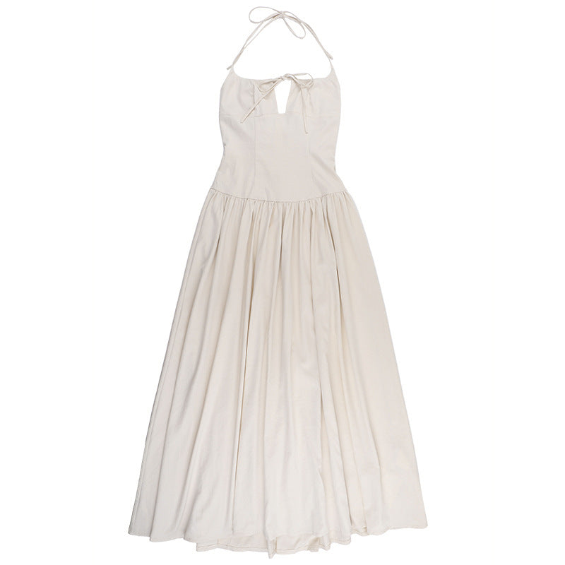 Women French Hollow Halter Neck Dress 7